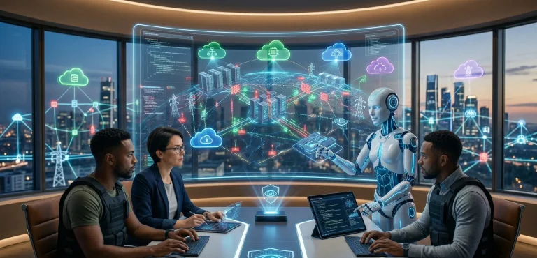 DevOps engineer monitoring CI/CD pipeline dashboard on multiple screens