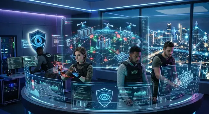 Ethical hacker working on laptop in dark room — cybersecurity concept 2026